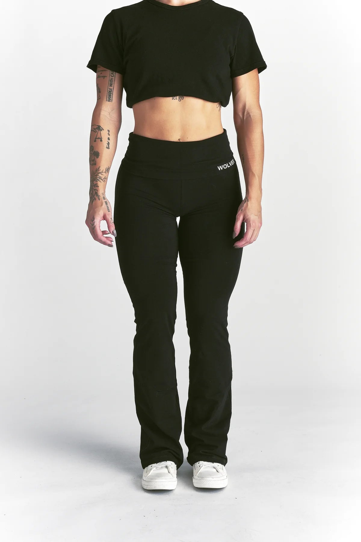 FOREVER MARK "ROMY" FOLDOVER PANTS IN BLACK
