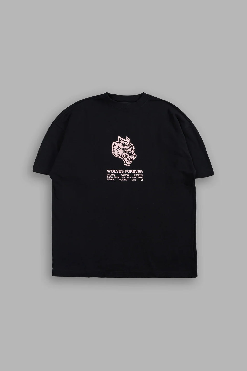 GRADIENT WOLVES HAVE YOUR BACK PREMIUM OVERSIZED TEE IN BLACK