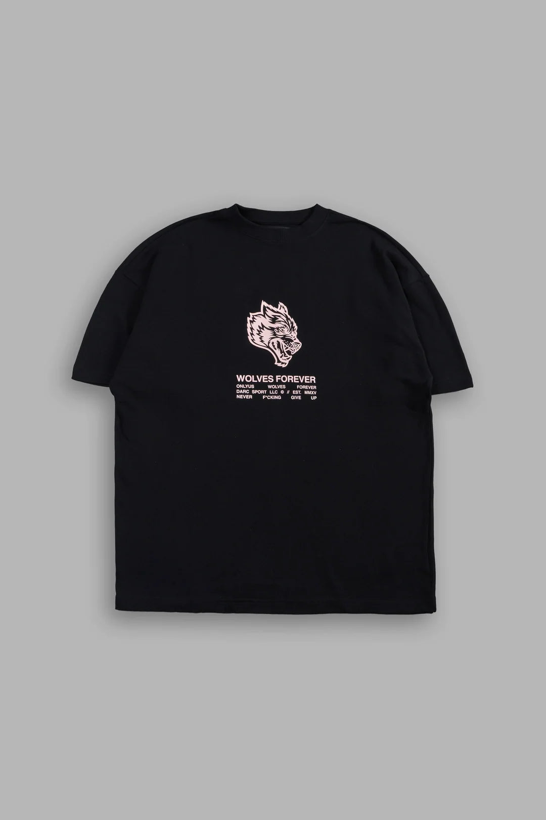 GRADIENT WOLVES HAVE YOUR BACK PREMIUM OVERSIZED TEE IN BLACK