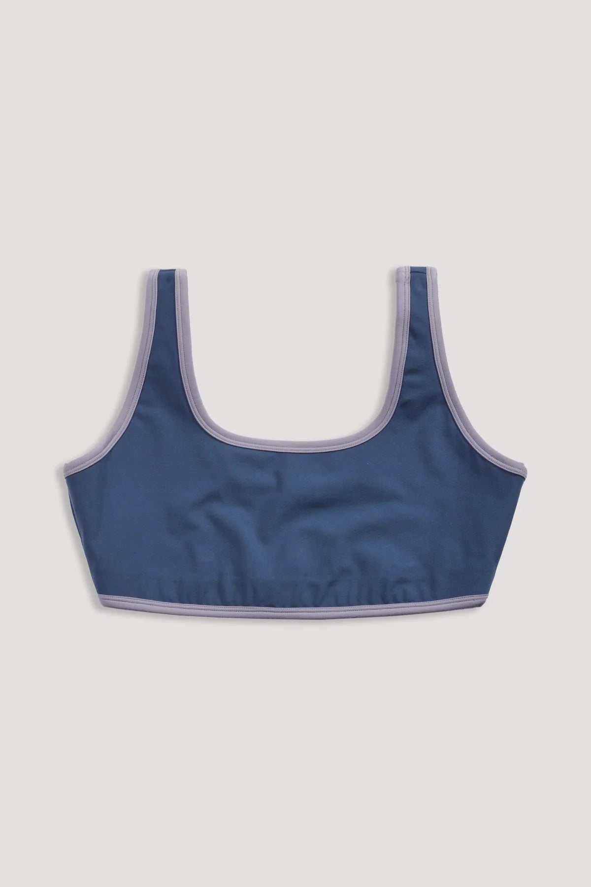 WOLF CONTRAST "KATE" ENERGY BRA IN WASHED DENIM/SPORT GRAY