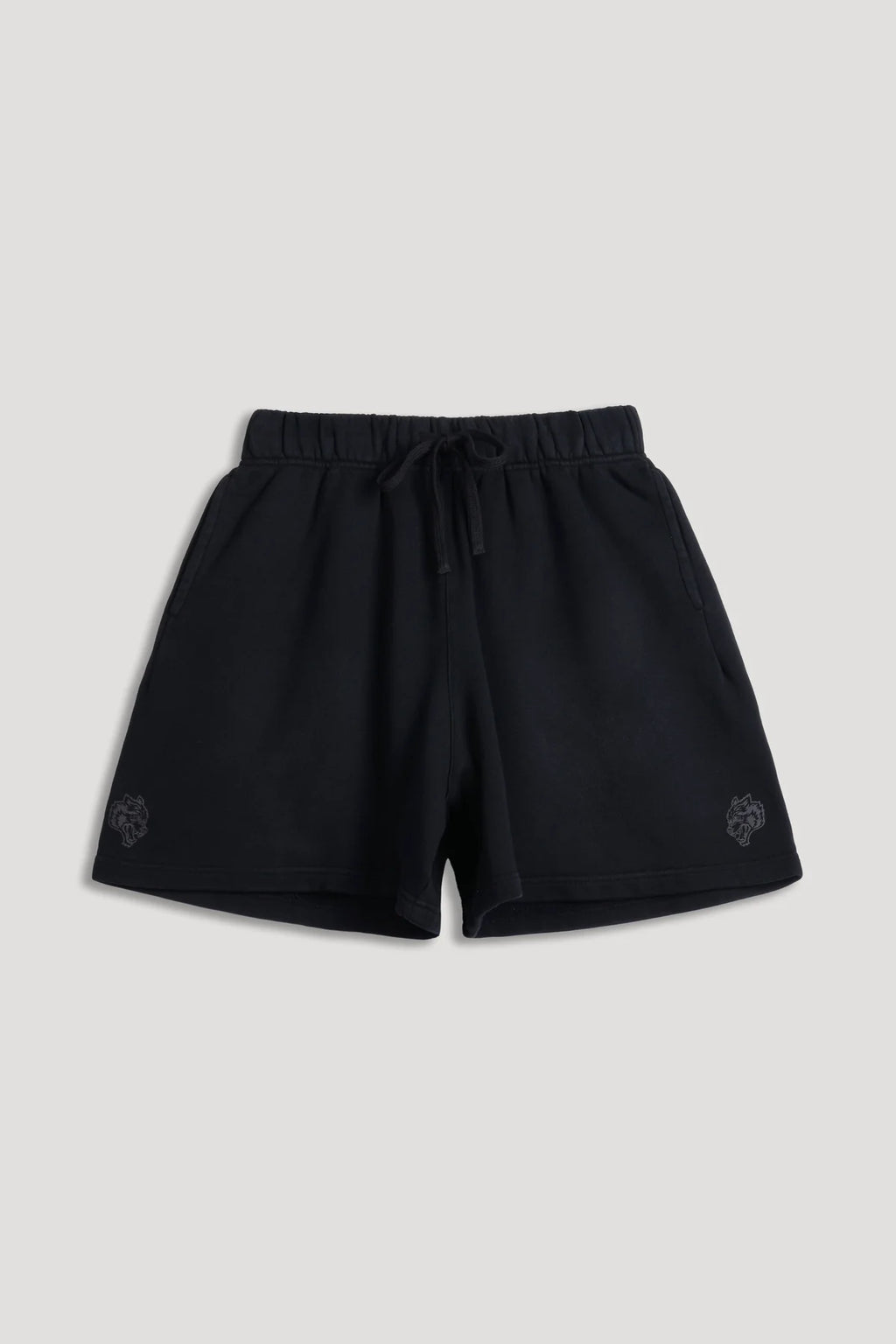 DUAL OVERSIZED POST LOUNGE SWEAT SHORTS IN BLACK SUN FADE/BLACK