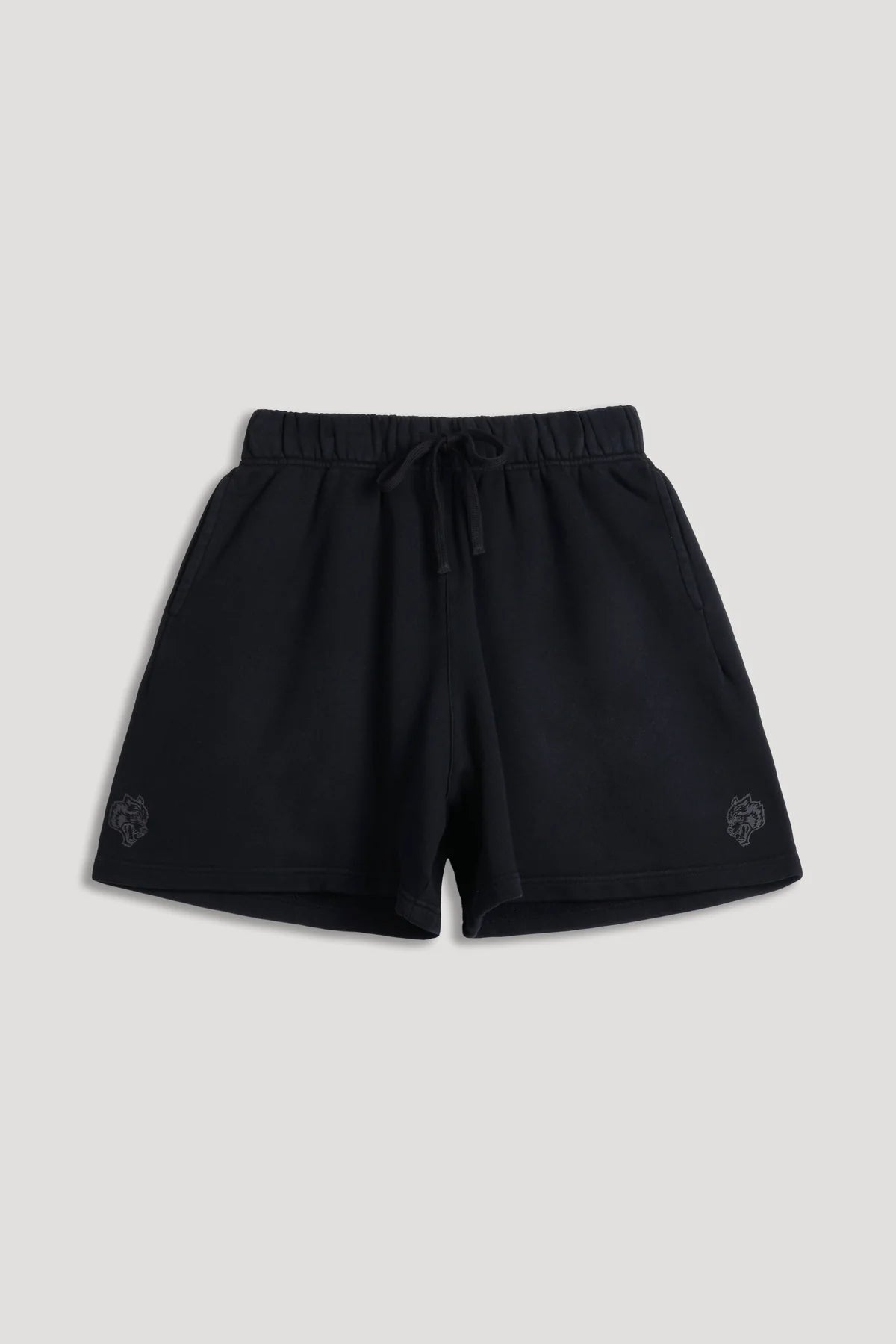 DUAL OVERSIZED POST LOUNGE SWEAT SHORTS IN BLACK SUN FADE/BLACK