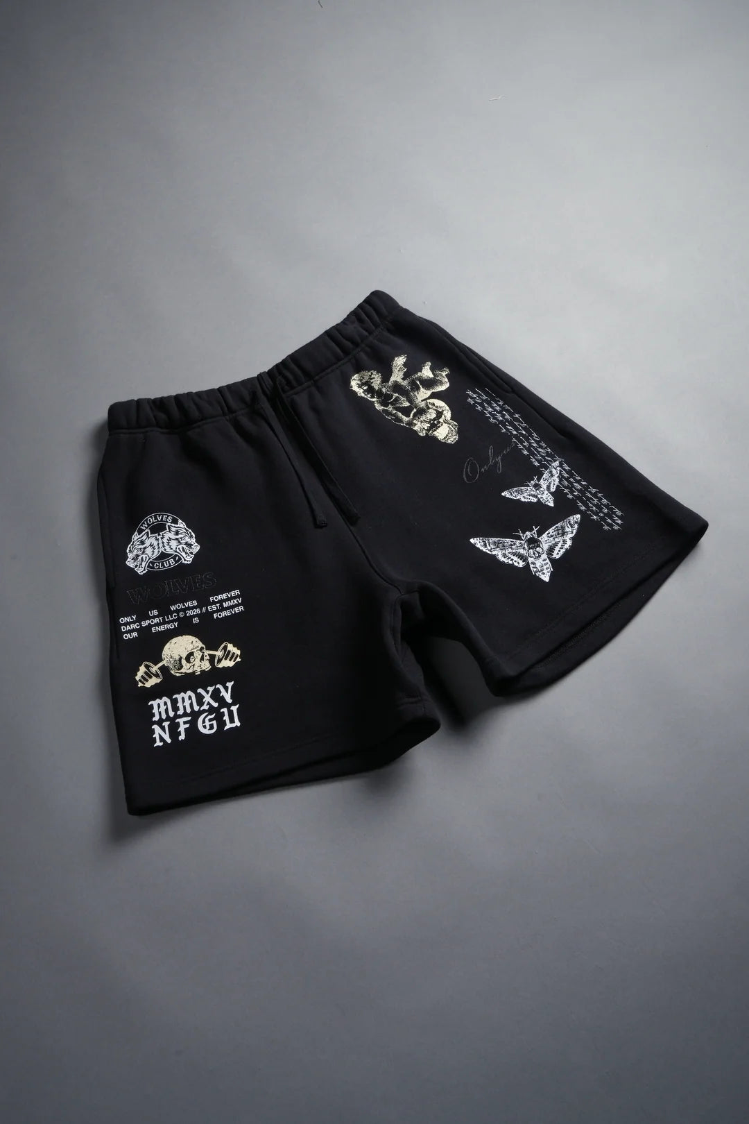 HOLLOW VIRTUE POST LOUNGE SWEAT SHORTS IN BLACK