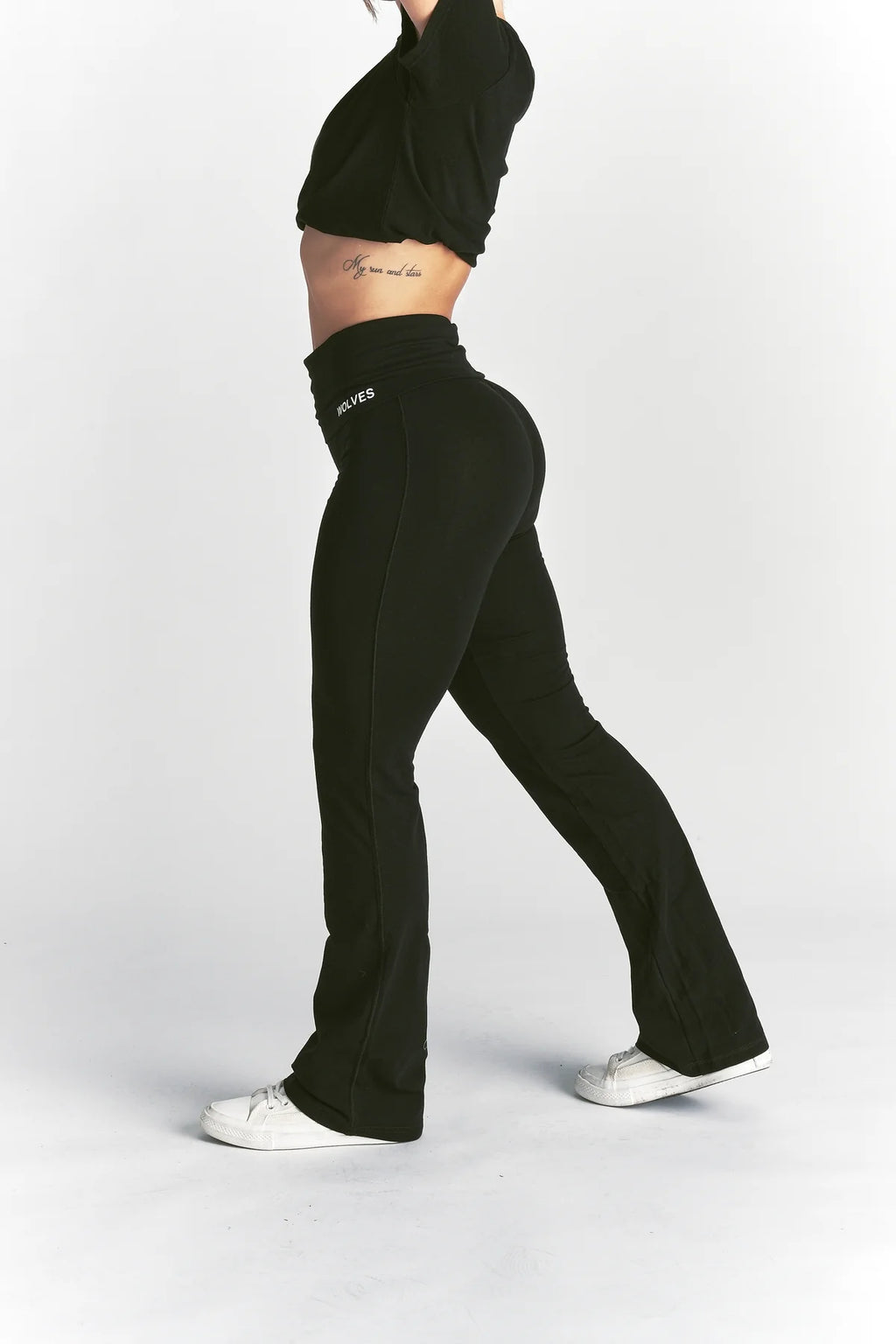 FOREVER MARK "ROMY" FOLDOVER PANTS IN BLACK