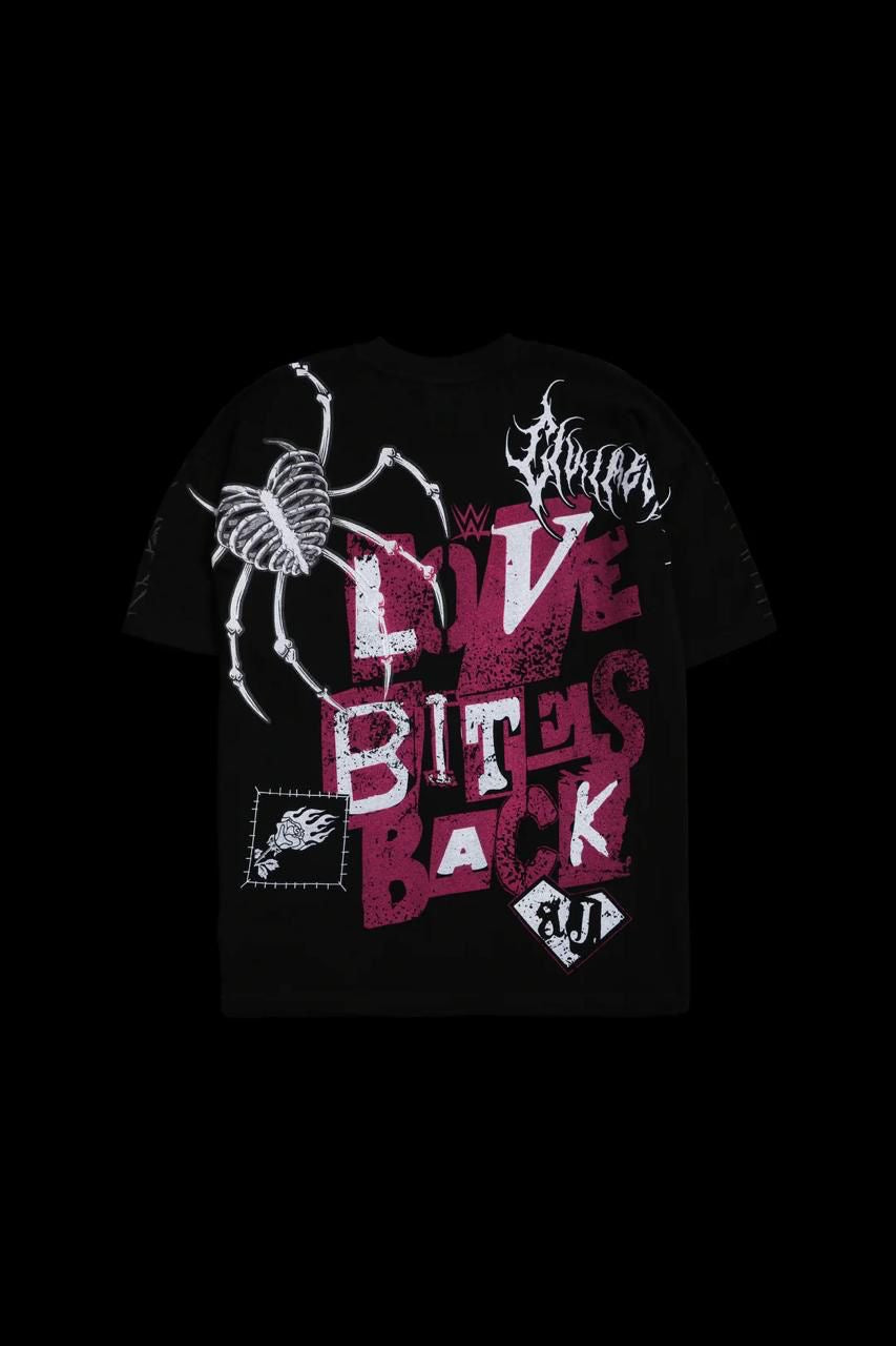 AJ LOVE BITES BACK AMERICAN CLASSIC OVERSIZED TEE IN BLACK