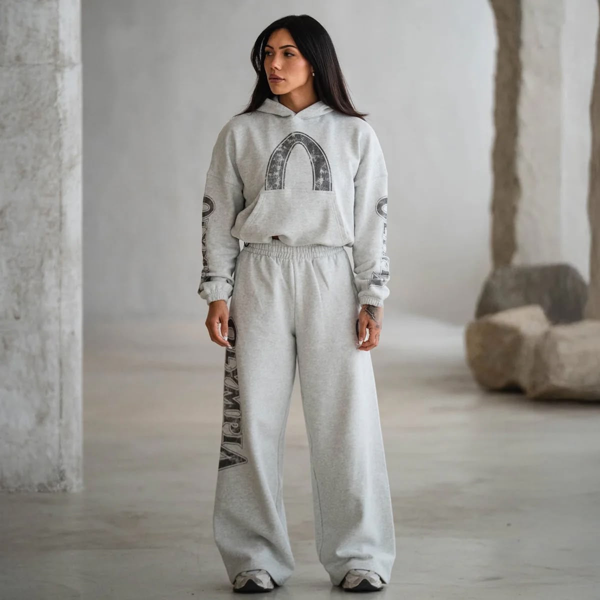 Women’s Olympia Cropped Hoodie Heather Gray