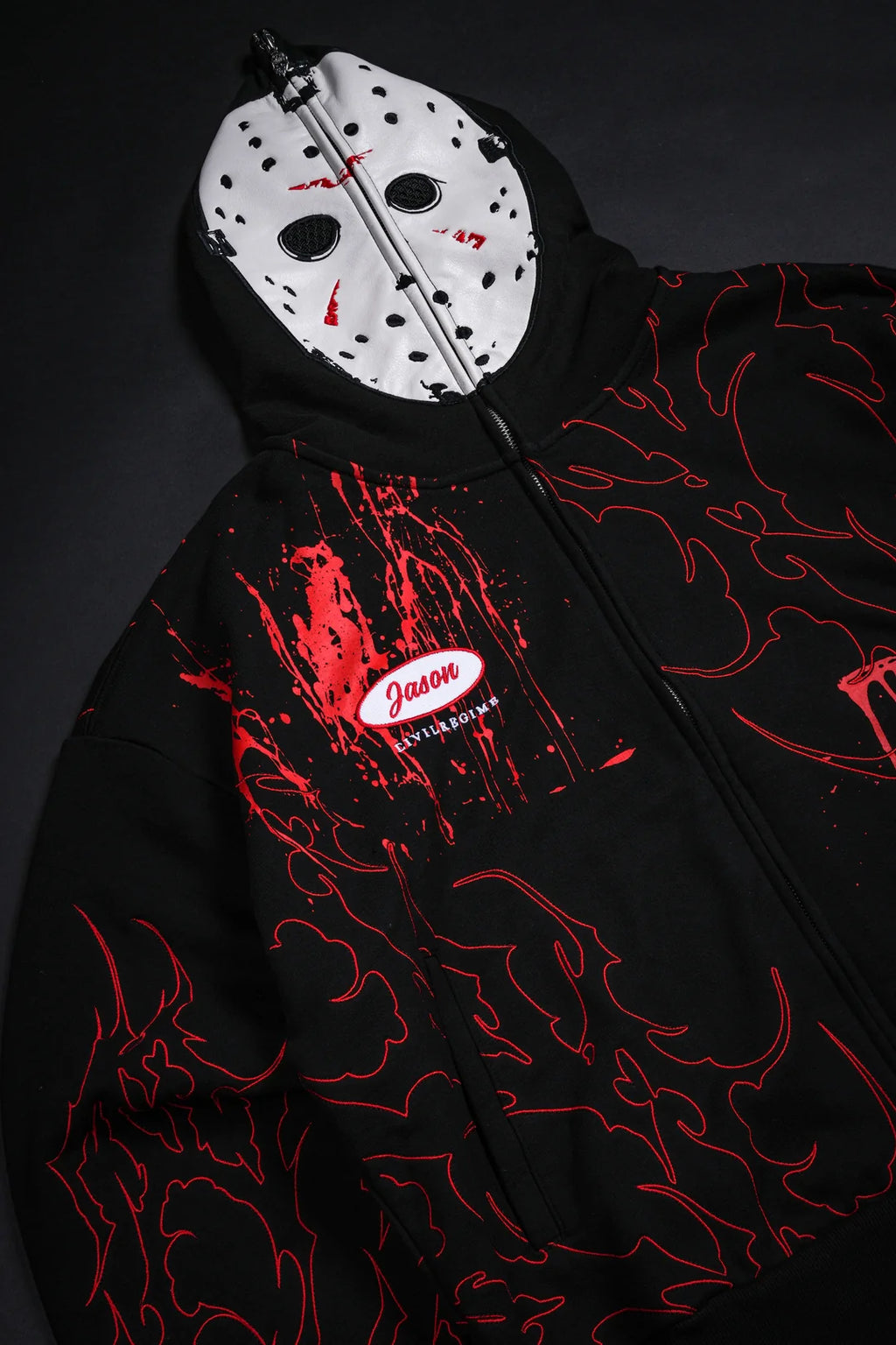 SILENT KILLER FULL ZIP UP HOODIE IN VINTAGE BLACK