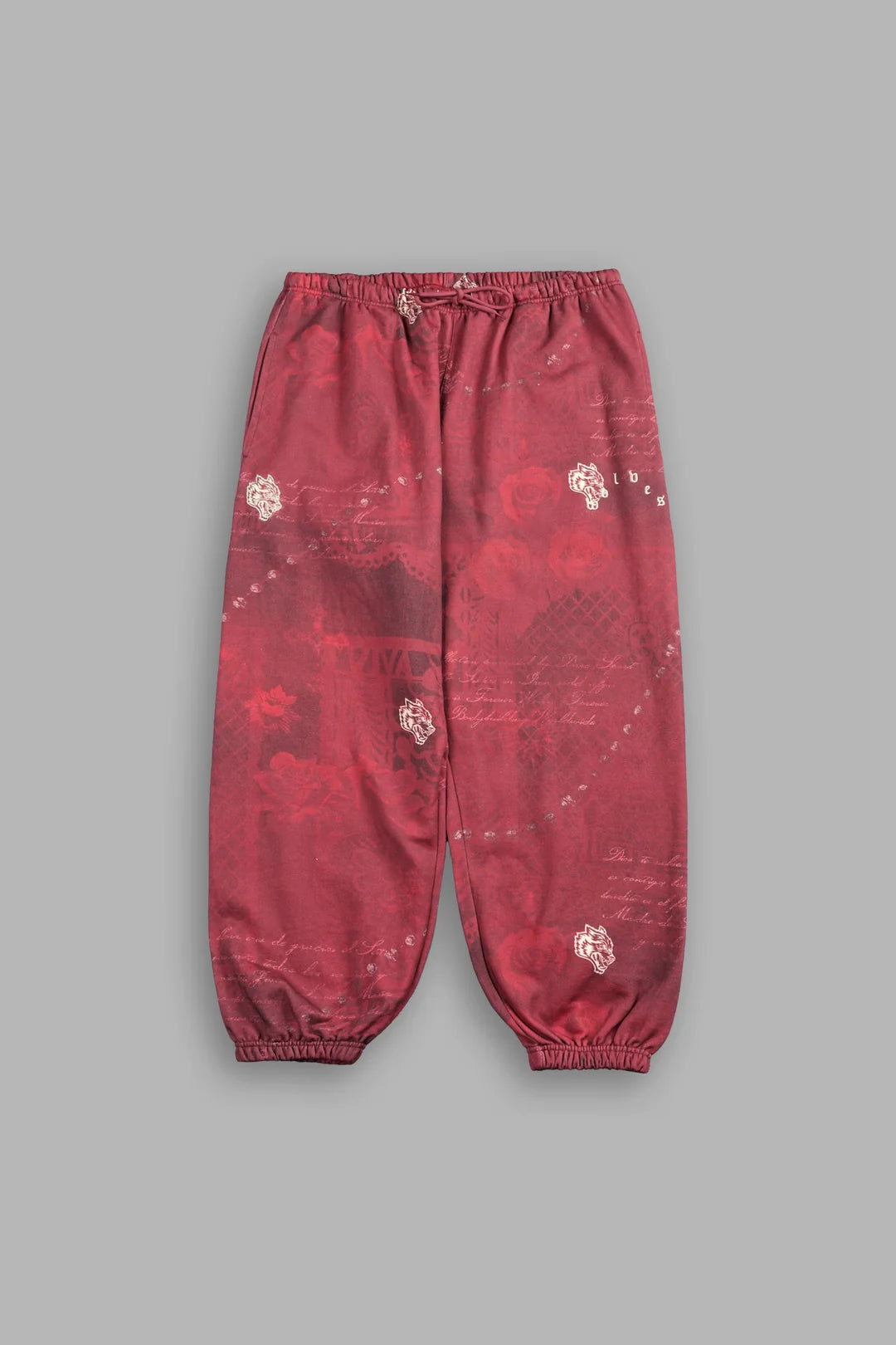 WOLVES PYRAMID LIGHTWEIGHT LOUNGER SWEAT PANTS IN ROSAS DE SANGRE