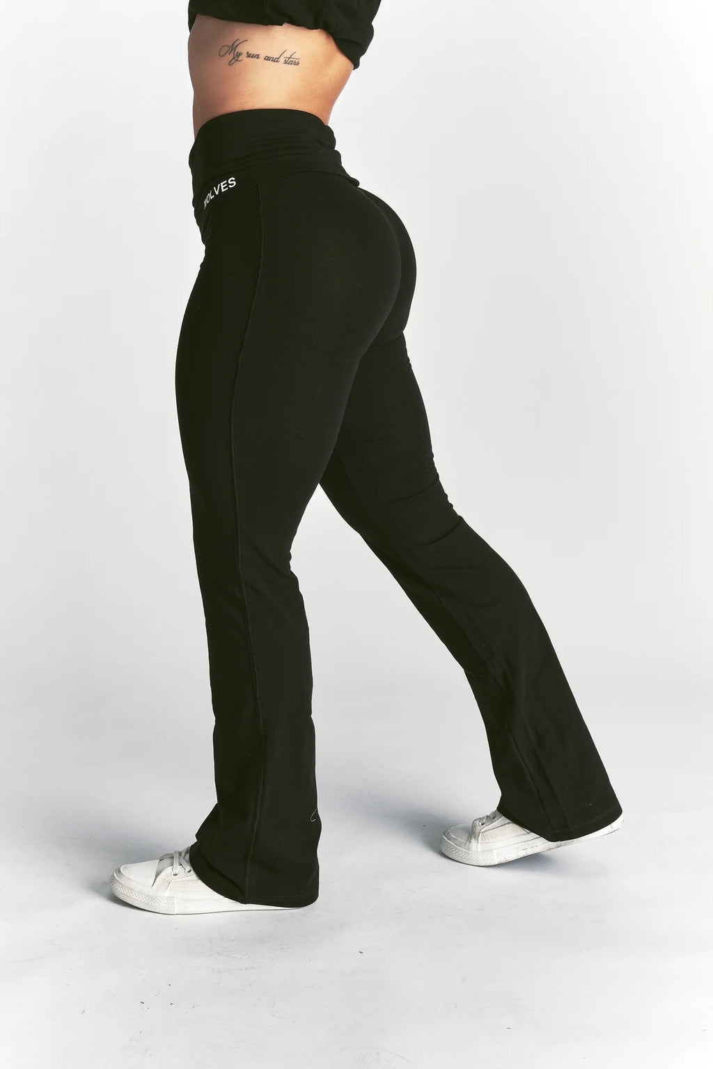 FOREVER MARK "ROMY" FOLDOVER PANTS IN BLACK