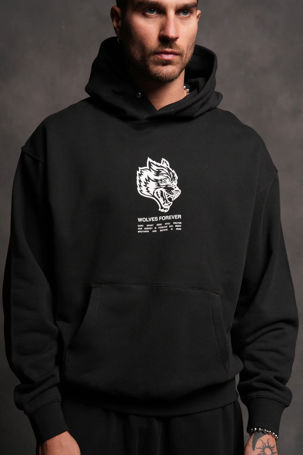 WOLVES HAVE YOUR BACK "PIERCE" HOODIE IN BLACK