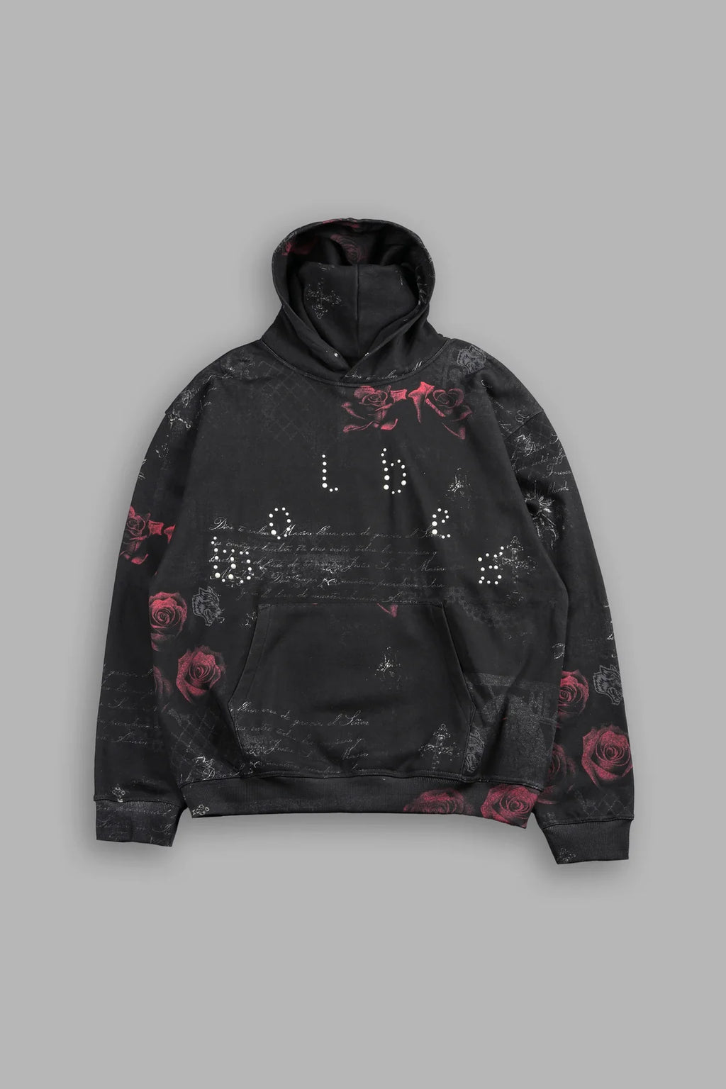 WOLVES PYRAMID PIERCE HOODIE IN ROSAS DEL CORAZON