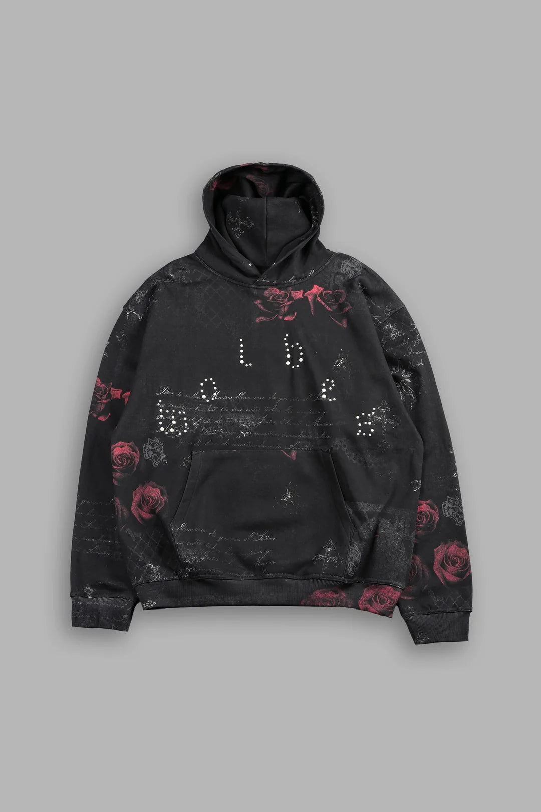 WOLVES PYRAMID PIERCE HOODIE IN ROSAS DEL CORAZON