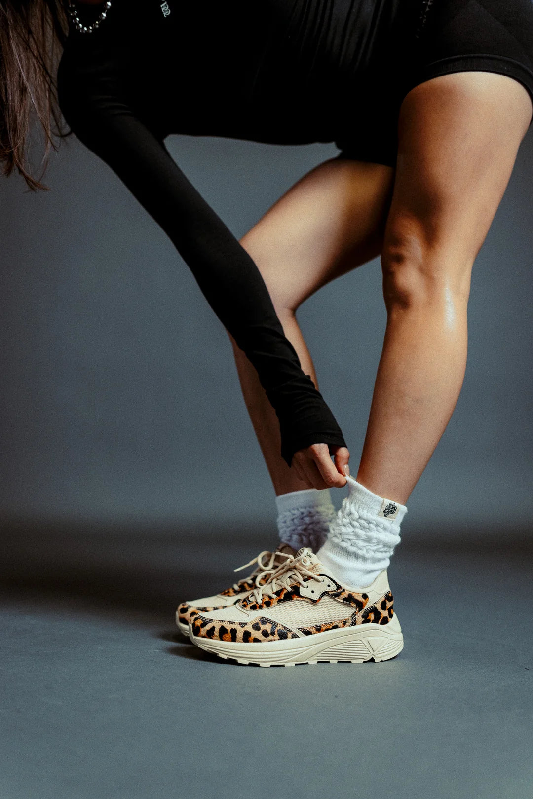 RUN-1 SHOES IN CLAY LEOPARD/CREAM