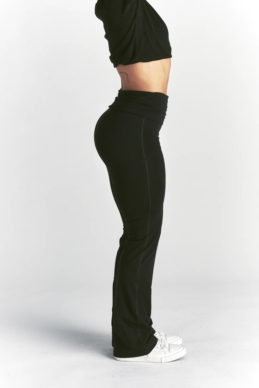 FOREVER MARK "ROMY" FOLDOVER PANTS IN BLACK