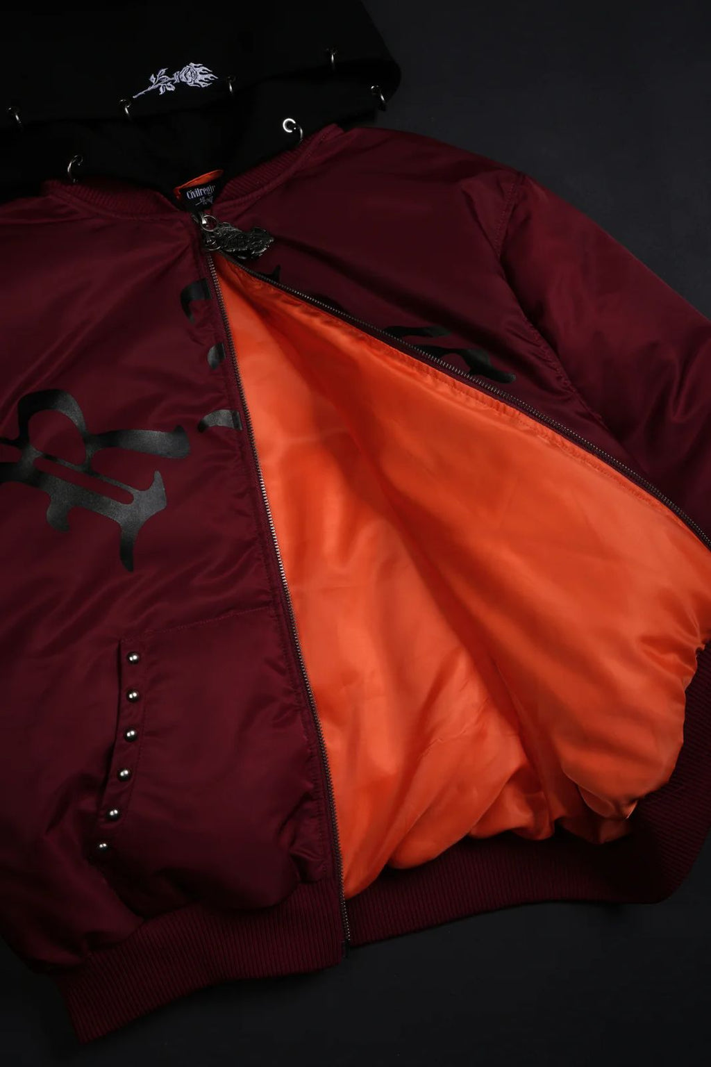 HAZE CONCRETE BOMBER JACKET IN OX BLOOD/BLACK