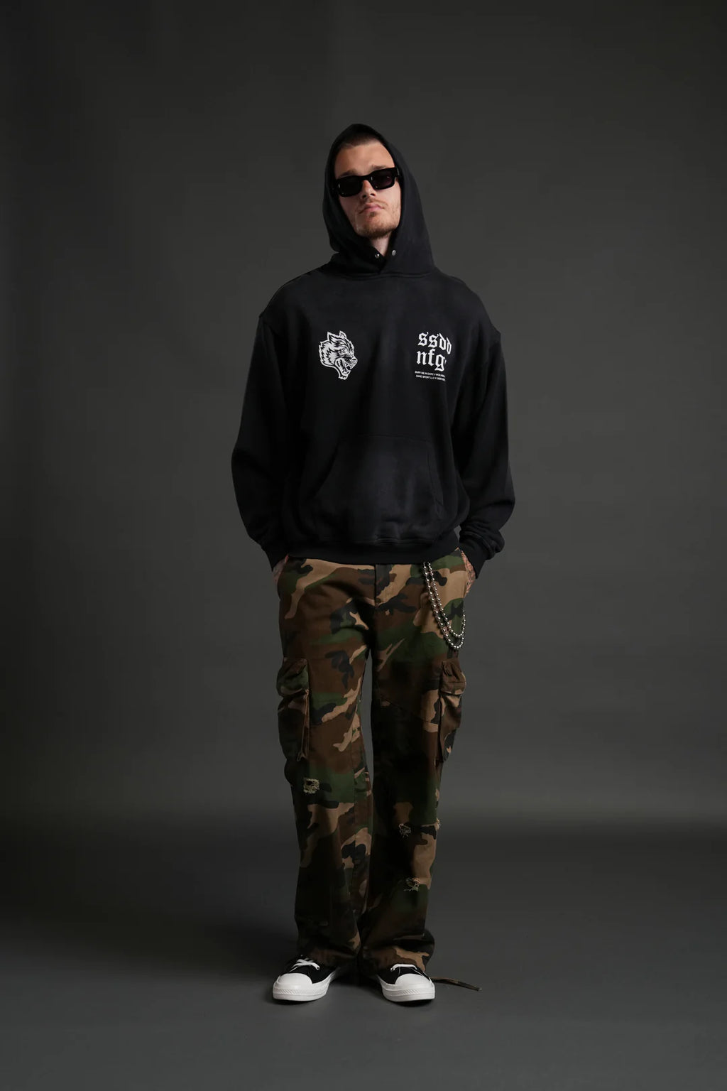 DARC STORM "PIERCE" HOODIE IN BLACK DRIFT WASH