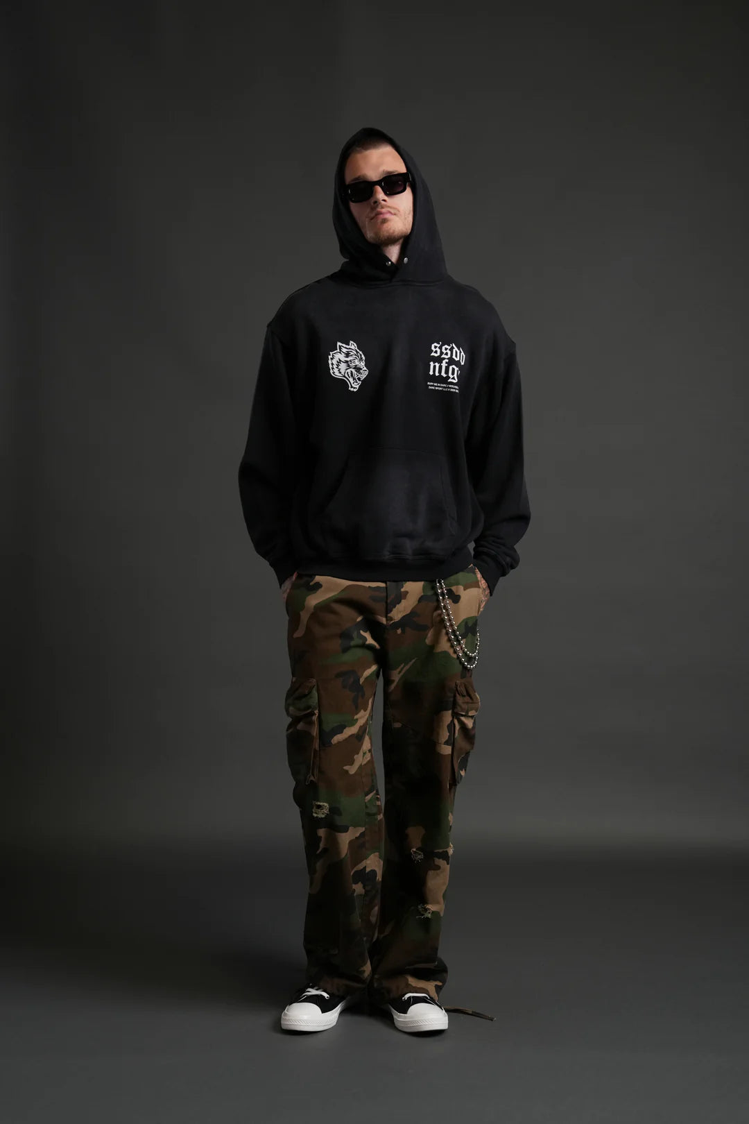 DARC STORM "PIERCE" HOODIE IN BLACK DRIFT WASH