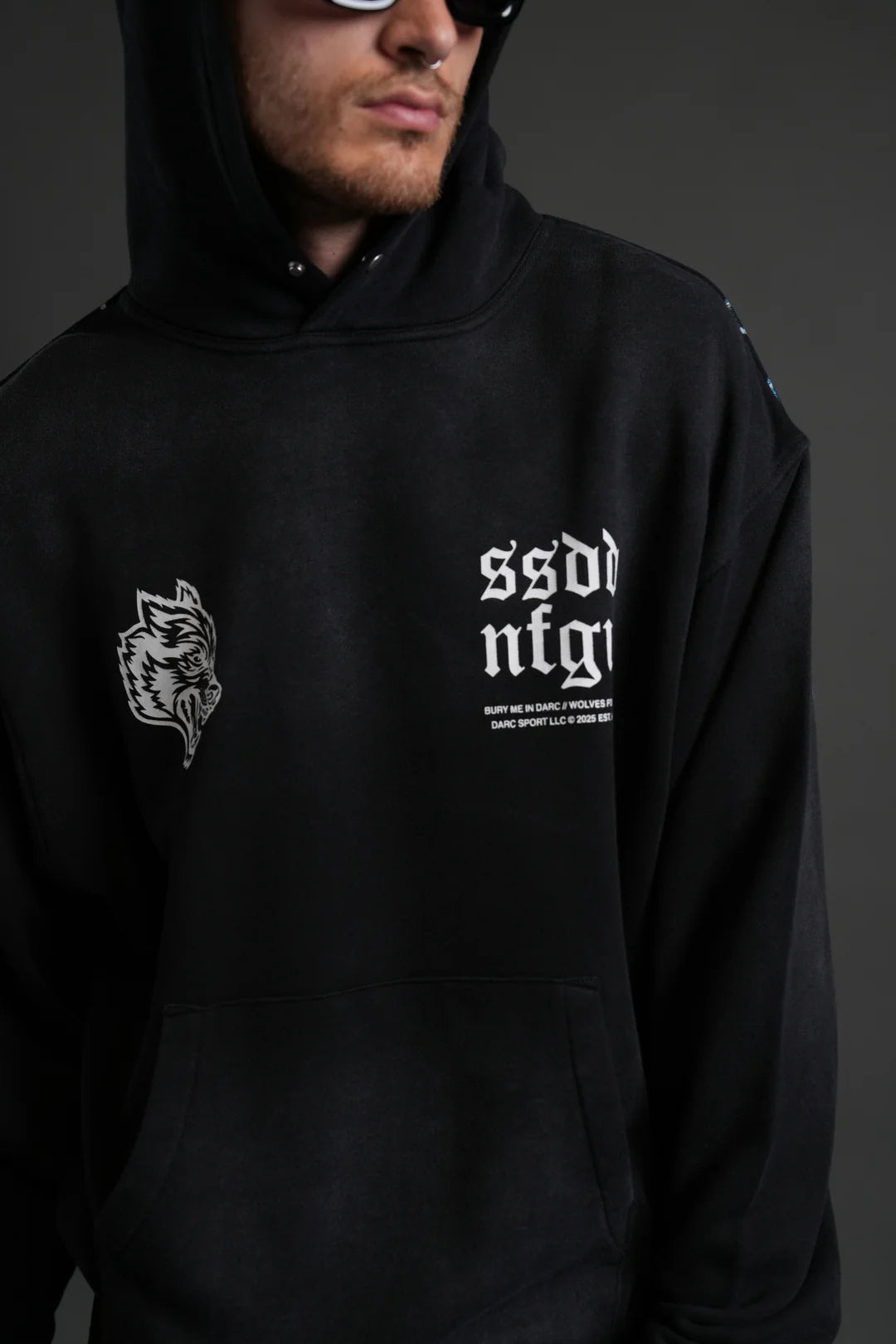 DARC STORM "PIERCE" HOODIE IN BLACK DRIFT WASH