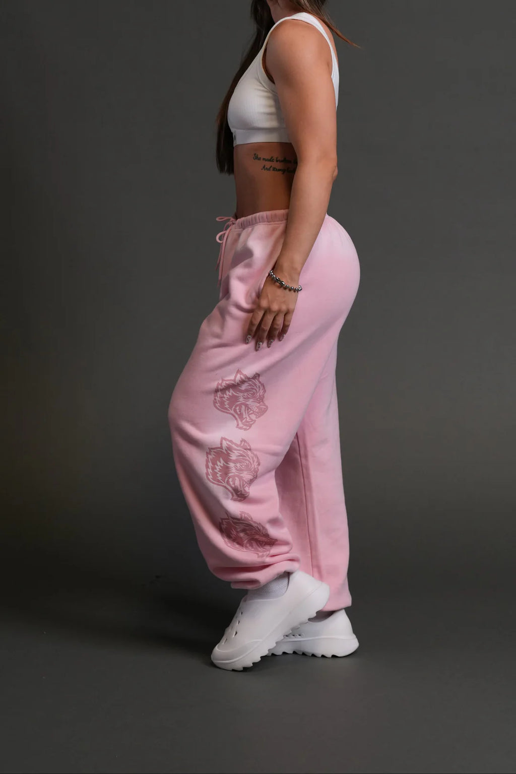 HEART CHERUB UNISEX LIGHTWEIGHT LOUNGER SWEAT PANTS IN CHERRY BLOSSOM HALO WASH