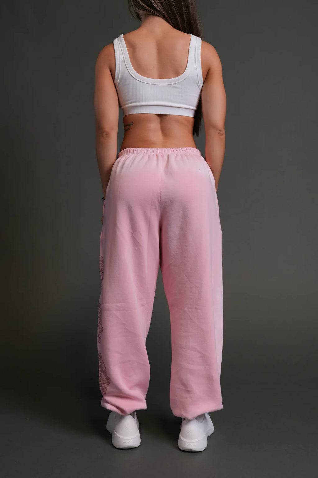 HEART CHERUB UNISEX LIGHTWEIGHT LOUNGER SWEAT PANTS IN CHERRY BLOSSOM HALO WASH