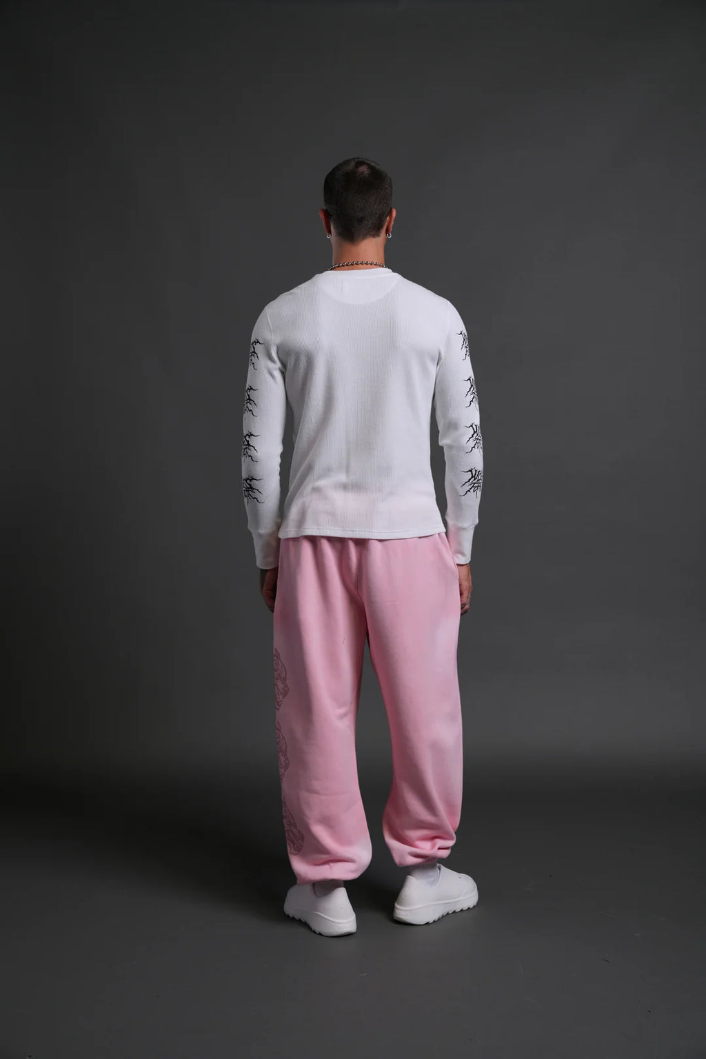 HEART CHERUB UNISEX LIGHTWEIGHT LOUNGER SWEAT PANTS IN CHERRY BLOSSOM HALO WASH