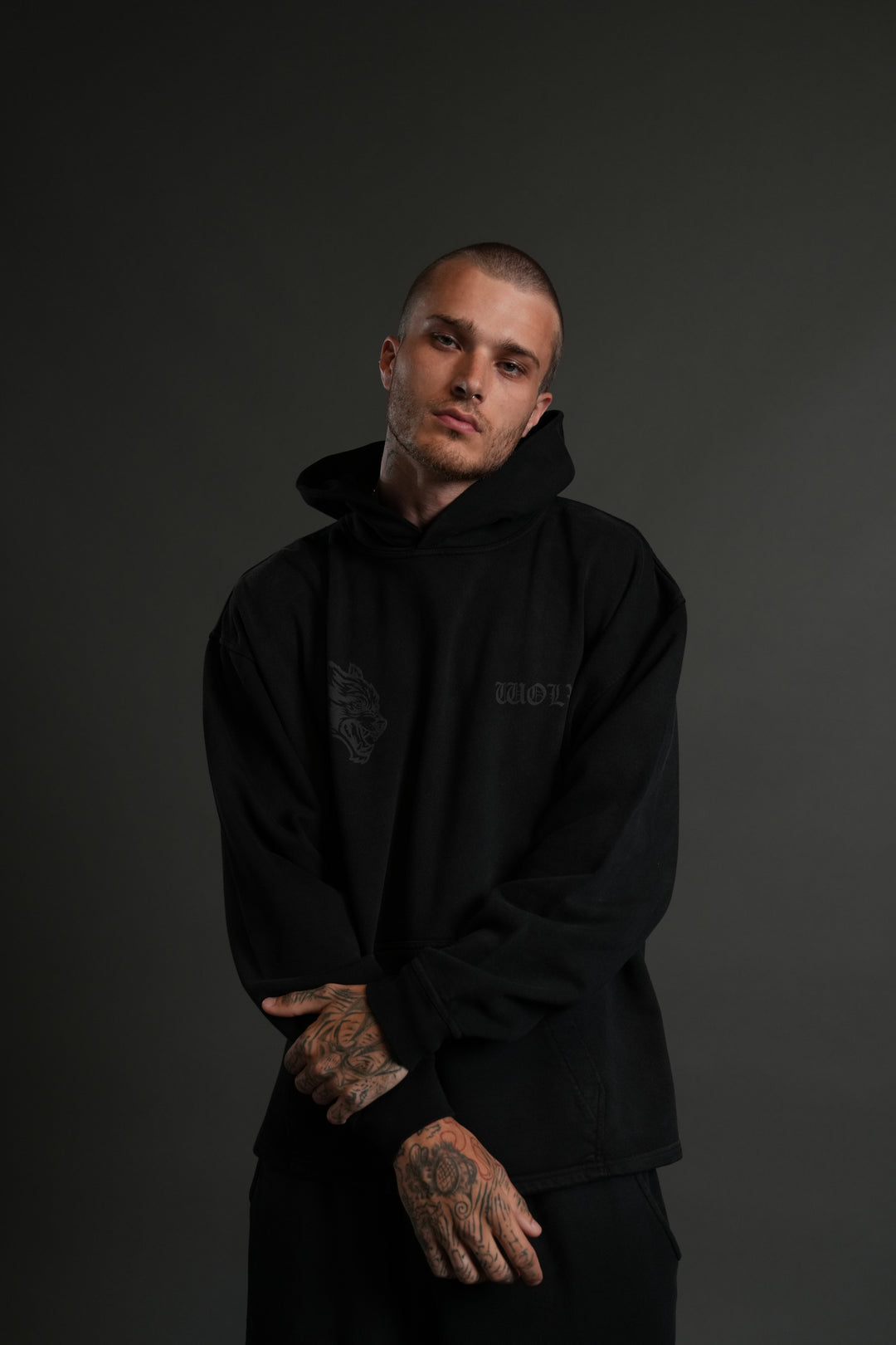 PHANTOM NIGHT CHOPPER "MOATY" HOODIE IN BLACK DRIFT WASH