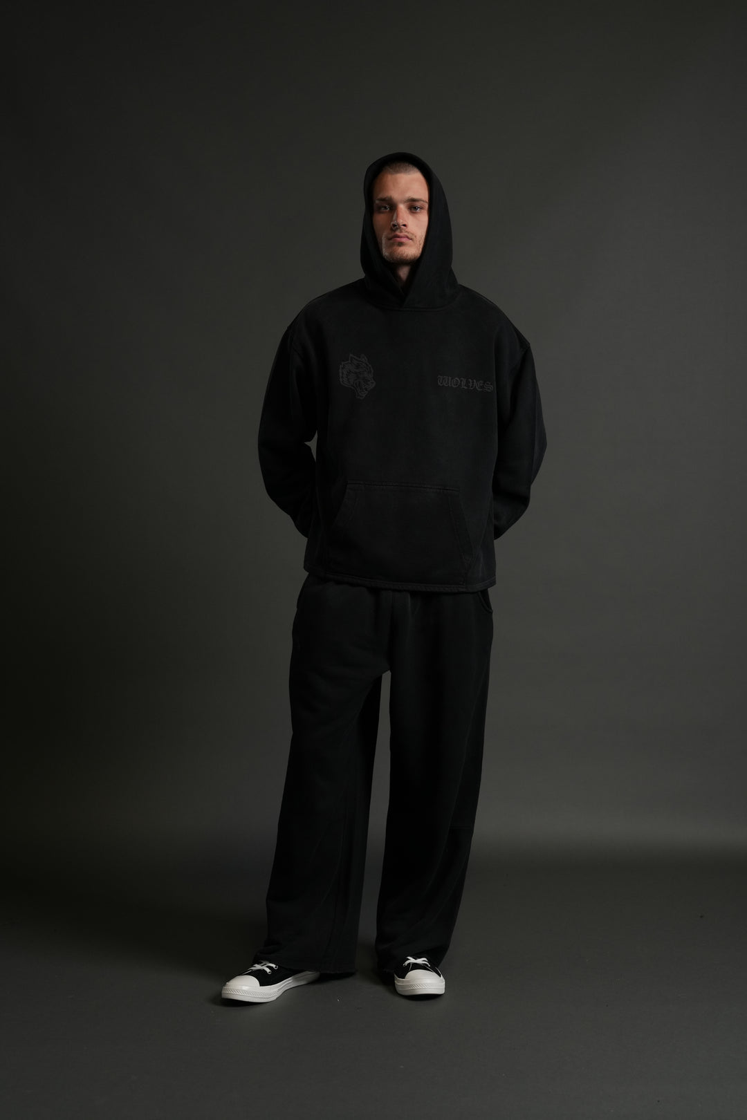 PHANTOM NIGHT CHOPPER "MOATY" HOODIE IN BLACK DRIFT WASH