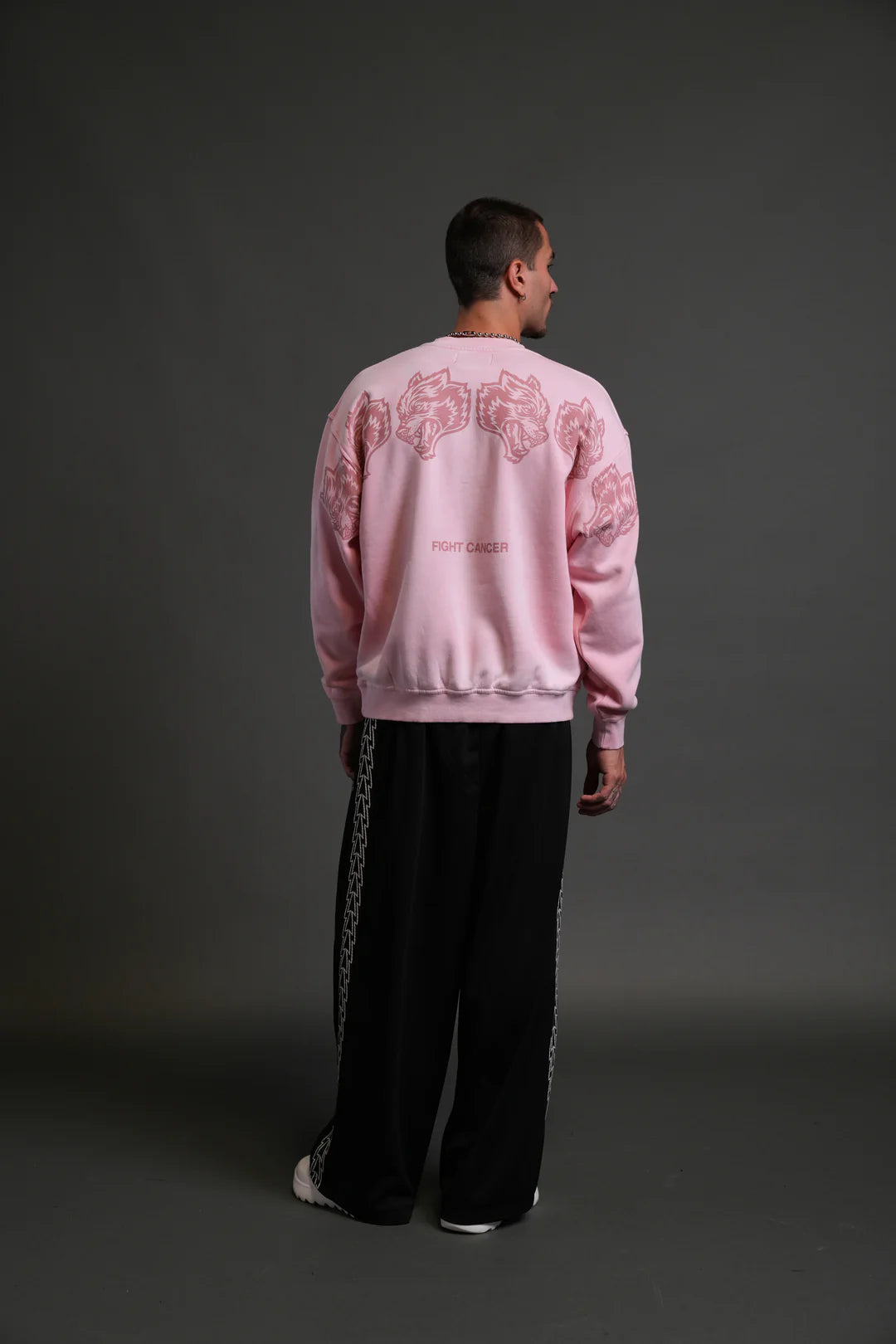 WOLVES HAVE YOUR BACK LONDON UNISEX CREWNECK IN CHERRY BLOSSOM HALO WASH