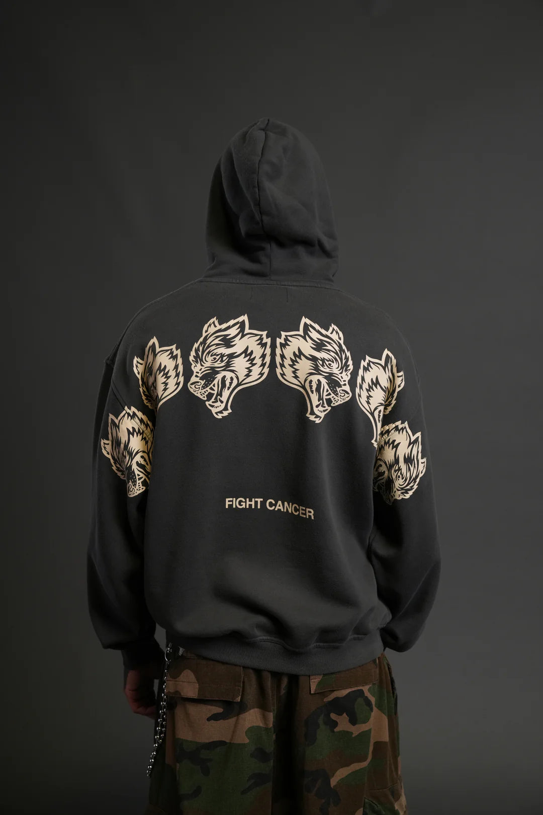 WOLVES HAVE YOUR BACK "BISHOP" HOODIE IN WOLF GRAY HALO WASH