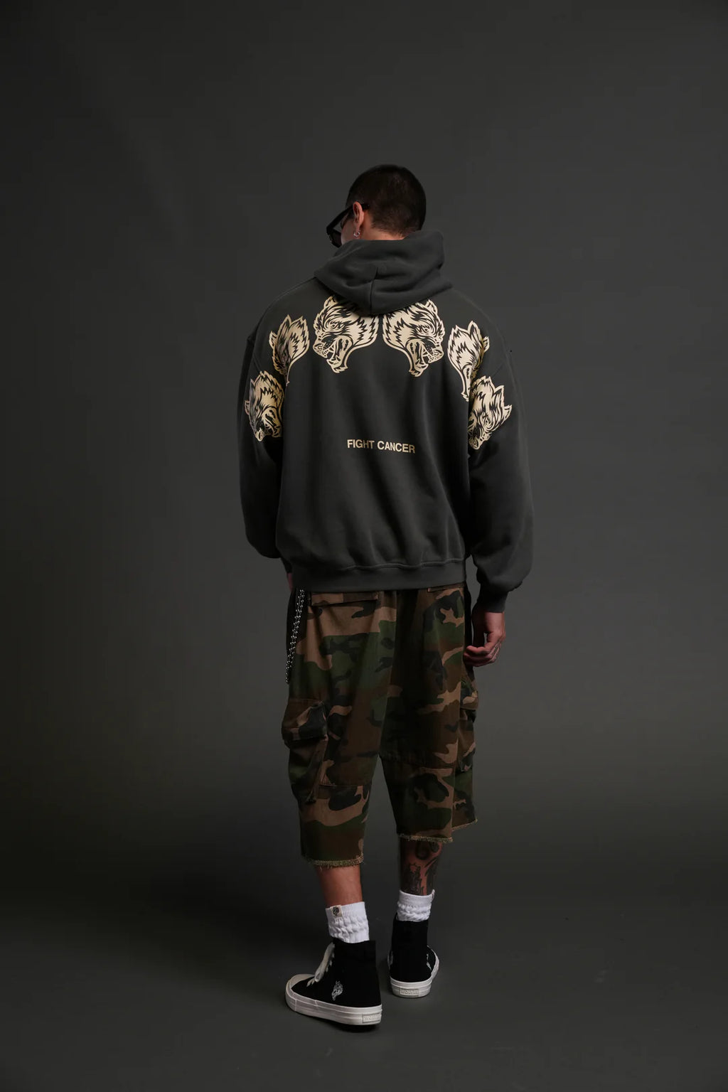 WOLVES HAVE YOUR BACK "BISHOP" HOODIE IN WOLF GRAY HALO WASH