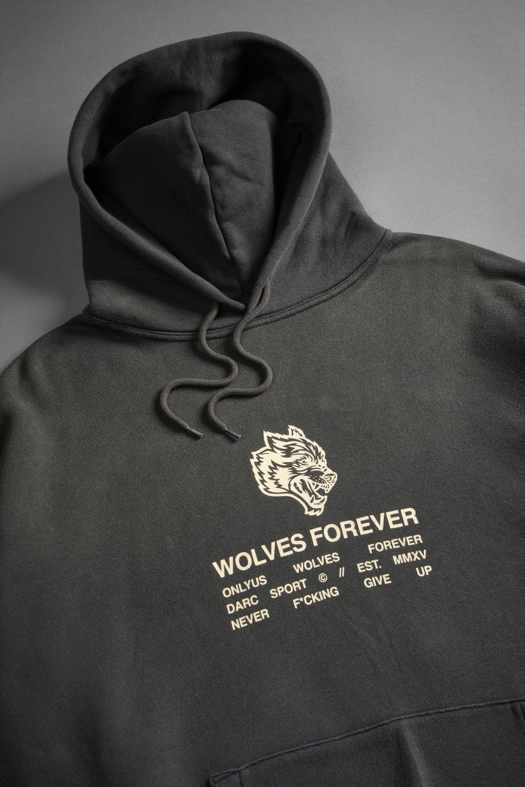 WOLVES HAVE YOUR BACK "BISHOP" HOODIE IN WOLF GRAY HALO WASH