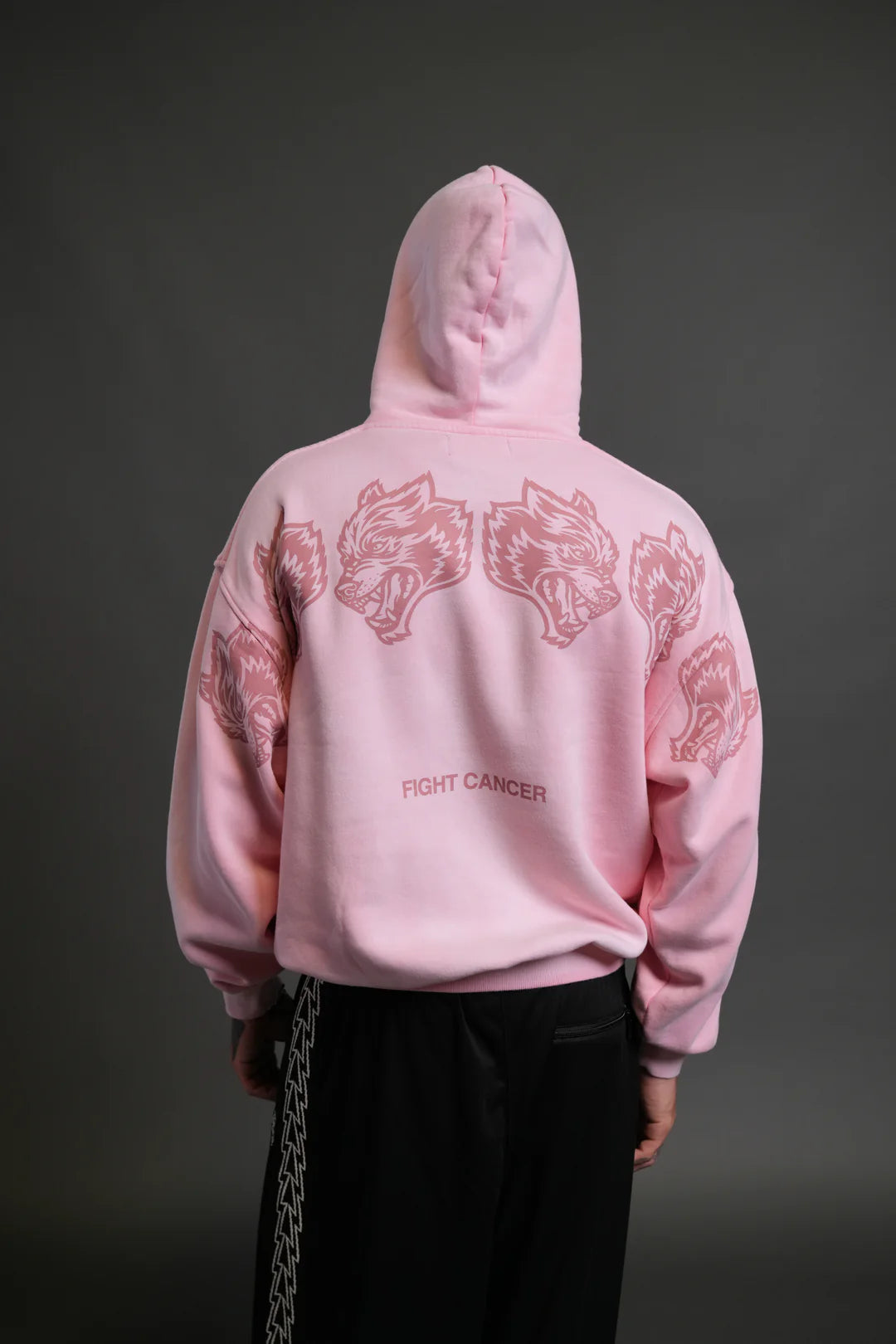WOLVES HAVE YOUR BACK UNISEX "BISHOP" HOODIE IN CHERRY BLOSSOM HALO WASH