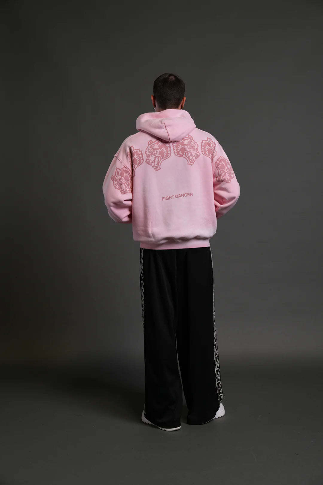WOLVES HAVE YOUR BACK UNISEX "BISHOP" HOODIE IN CHERRY BLOSSOM HALO WASH