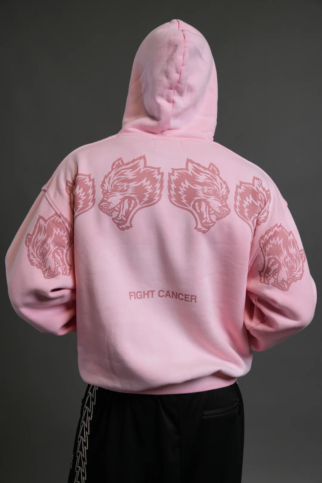 WOLVES HAVE YOUR BACK UNISEX "BISHOP" HOODIE IN CHERRY BLOSSOM HALO WASH