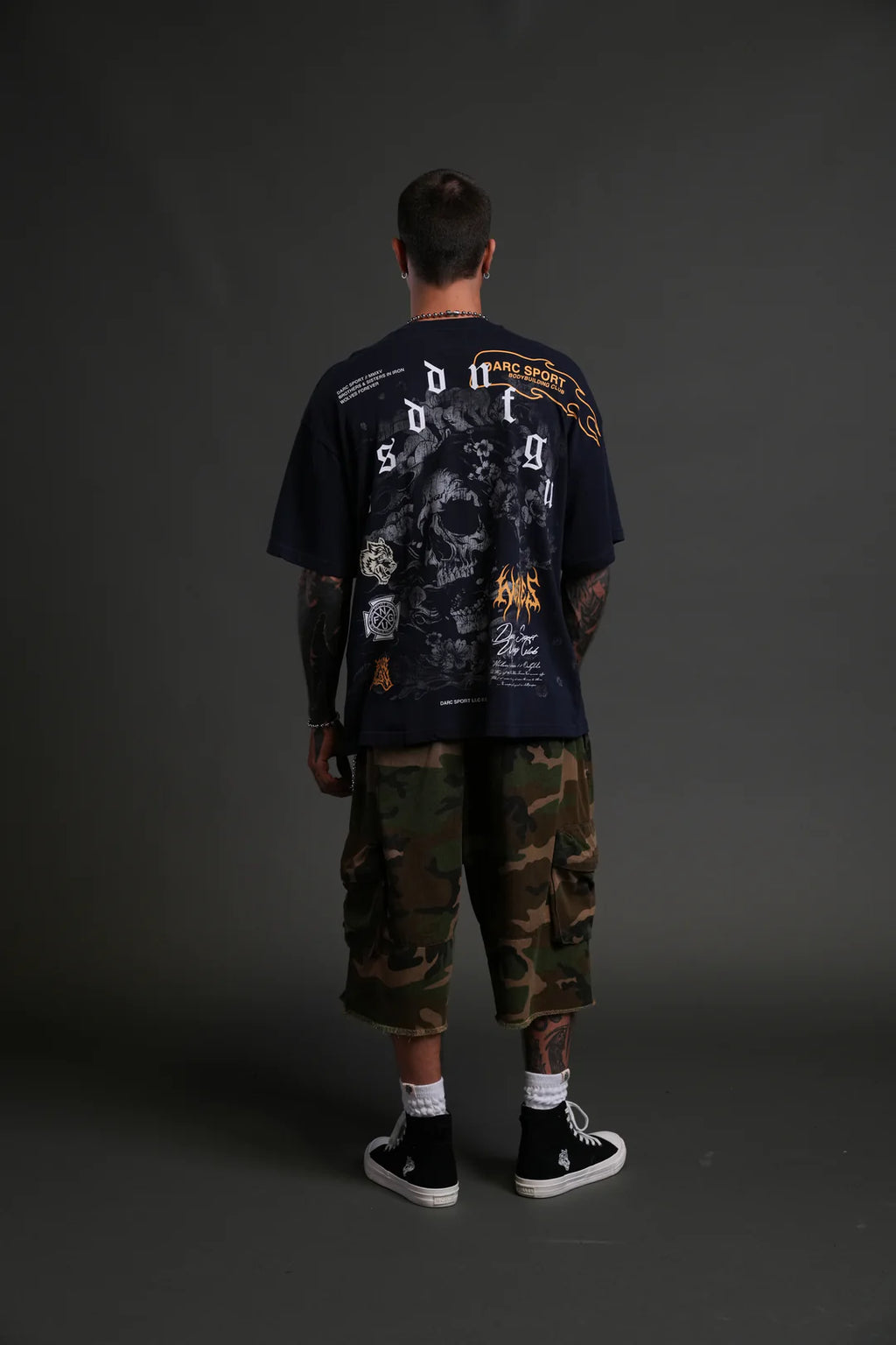 REAPER BLOSSOM "PREMIUM" OVERSIZED TEE IN NAVY