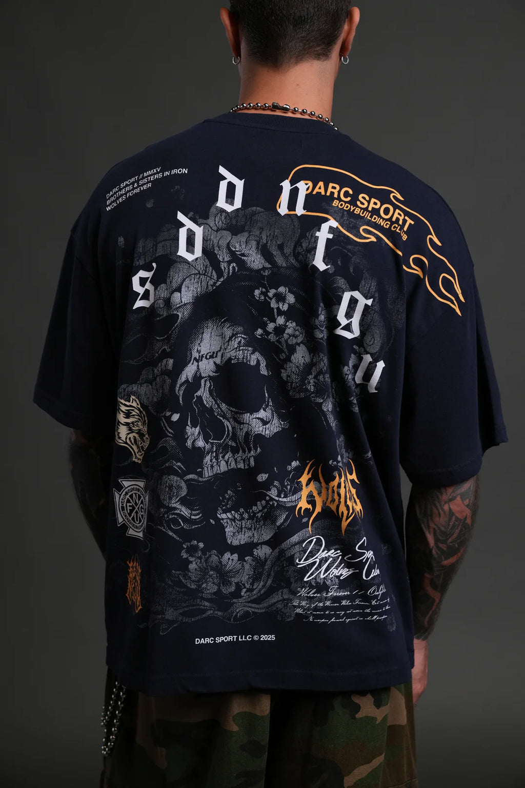 REAPER BLOSSOM "PREMIUM" OVERSIZED TEE IN NAVY