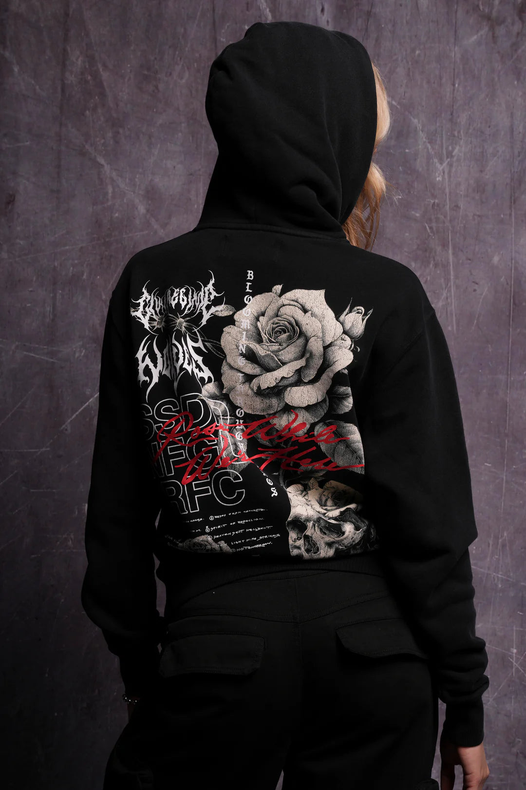 MORI BLOOM "WYOMING" UNISEX HOODIE IN BLACK