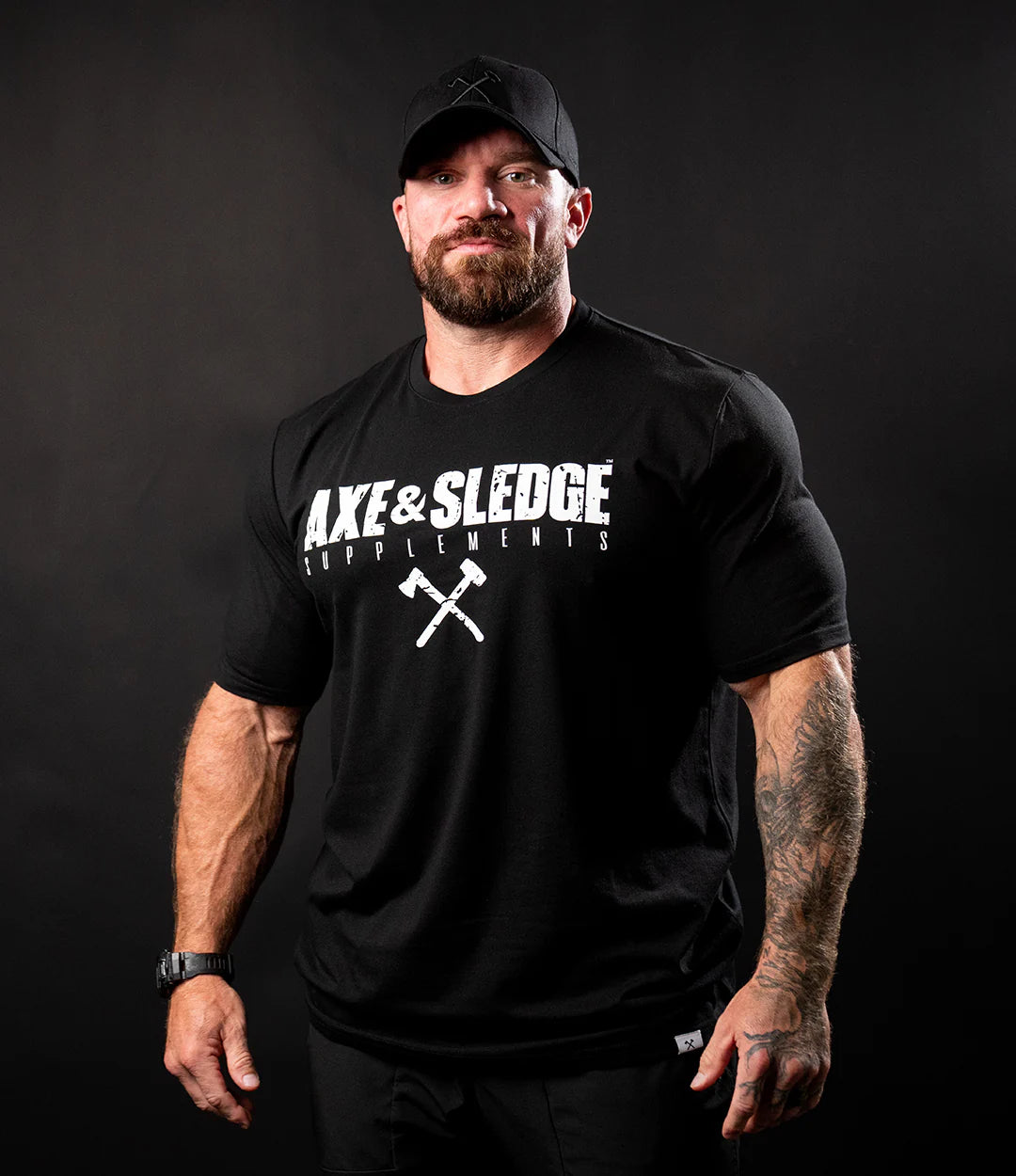 AXE & SLEDGE LOGO TEE WHITE ON BLACK
