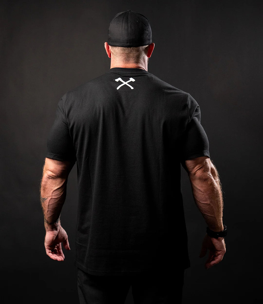 AXE & SLEDGE LOGO TEE WHITE ON BLACK