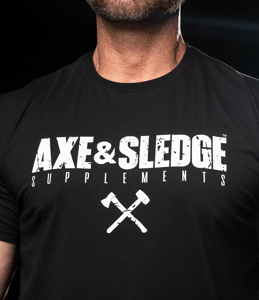 AXE & SLEDGE LOGO TEE WHITE ON BLACK