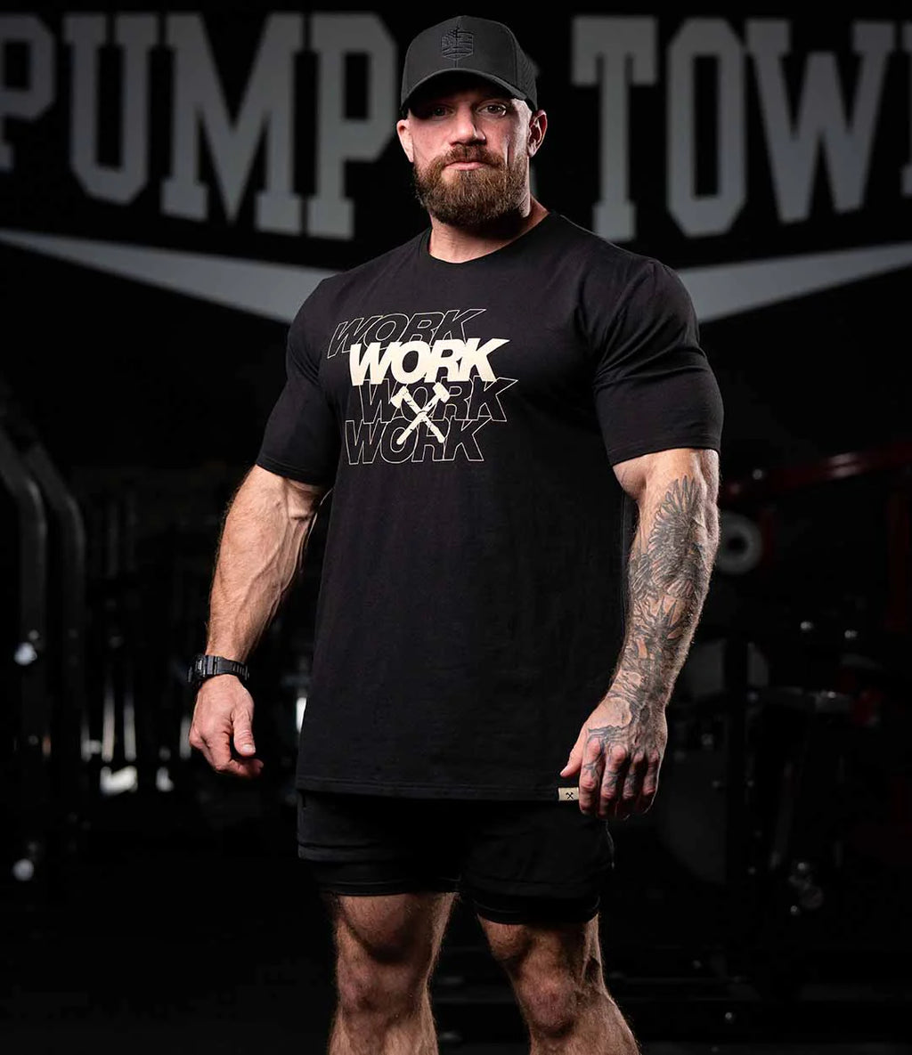 WORK ON REPEAT TEE IN BLACK