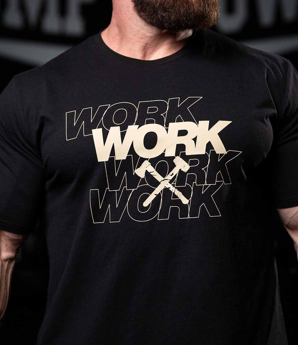 WORK ON REPEAT TEE IN BLACK