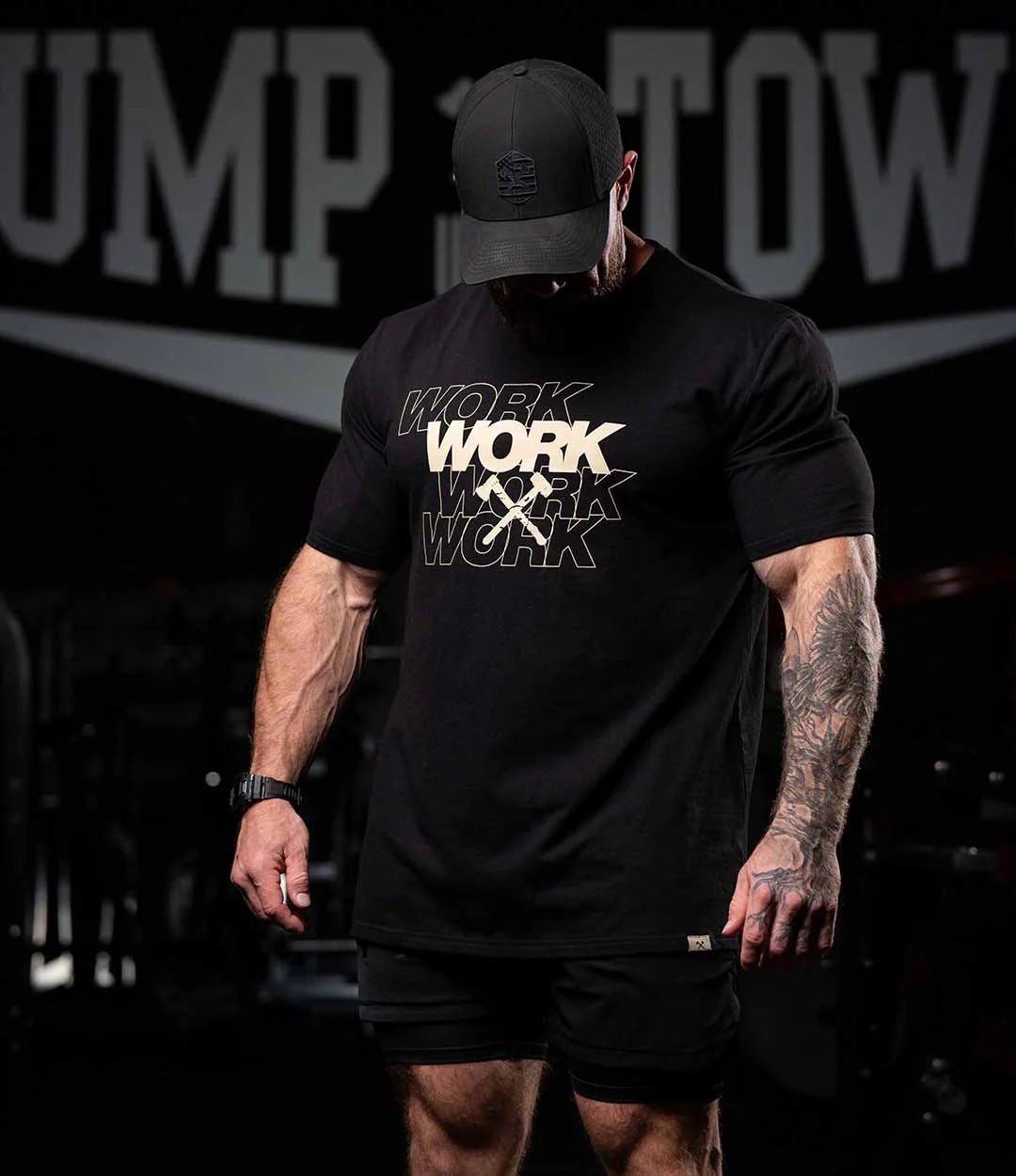 WORK ON REPEAT TEE IN BLACK