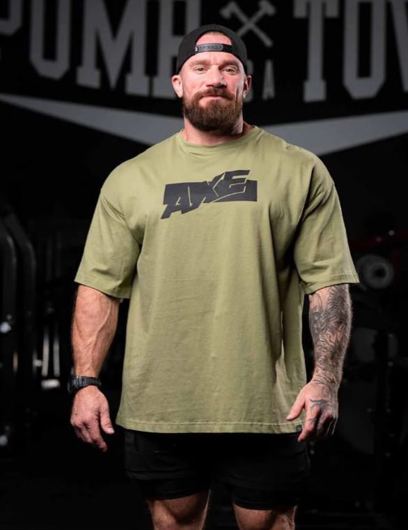 OVERSIZED AXE OFFSET DROP SHOULDER IN OLIVO