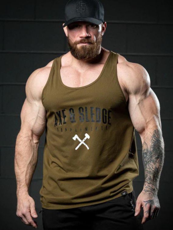 BLACK ON MILITARY BANNER ATHLETIC TANK