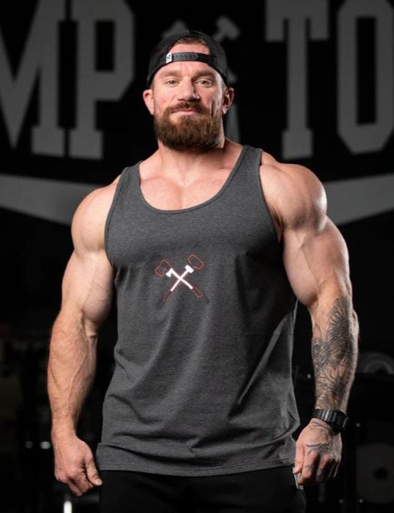 AXE STACK TANK TOP DARK HEATHER GREY