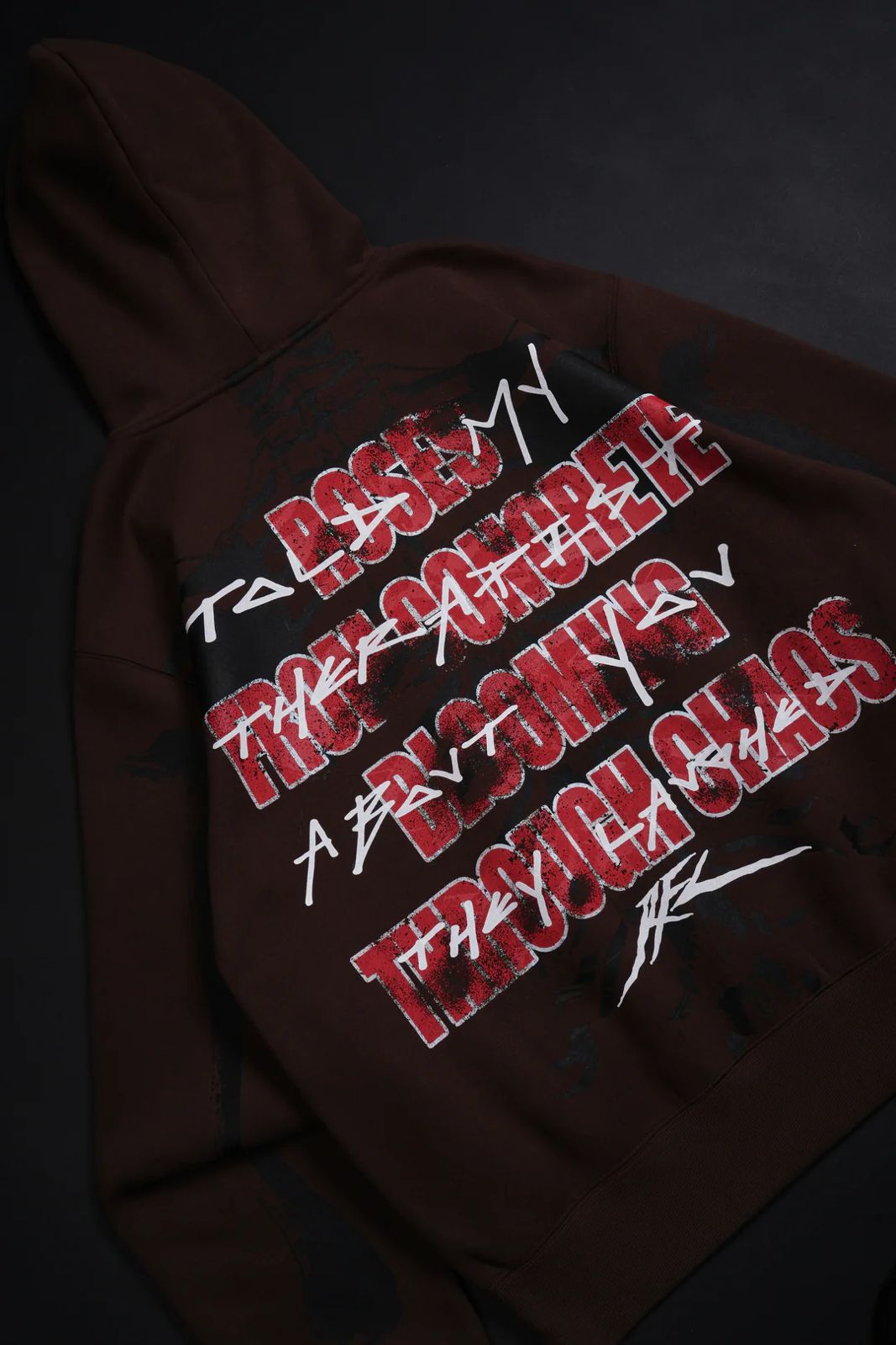 THEY LAUGHED CHAOS HOODIE IN BROWN