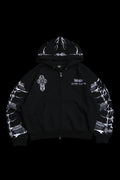 BANKAI BRIGADE OUTLIERS DISTRESSED ZIP UP HOODIE IN BLACK