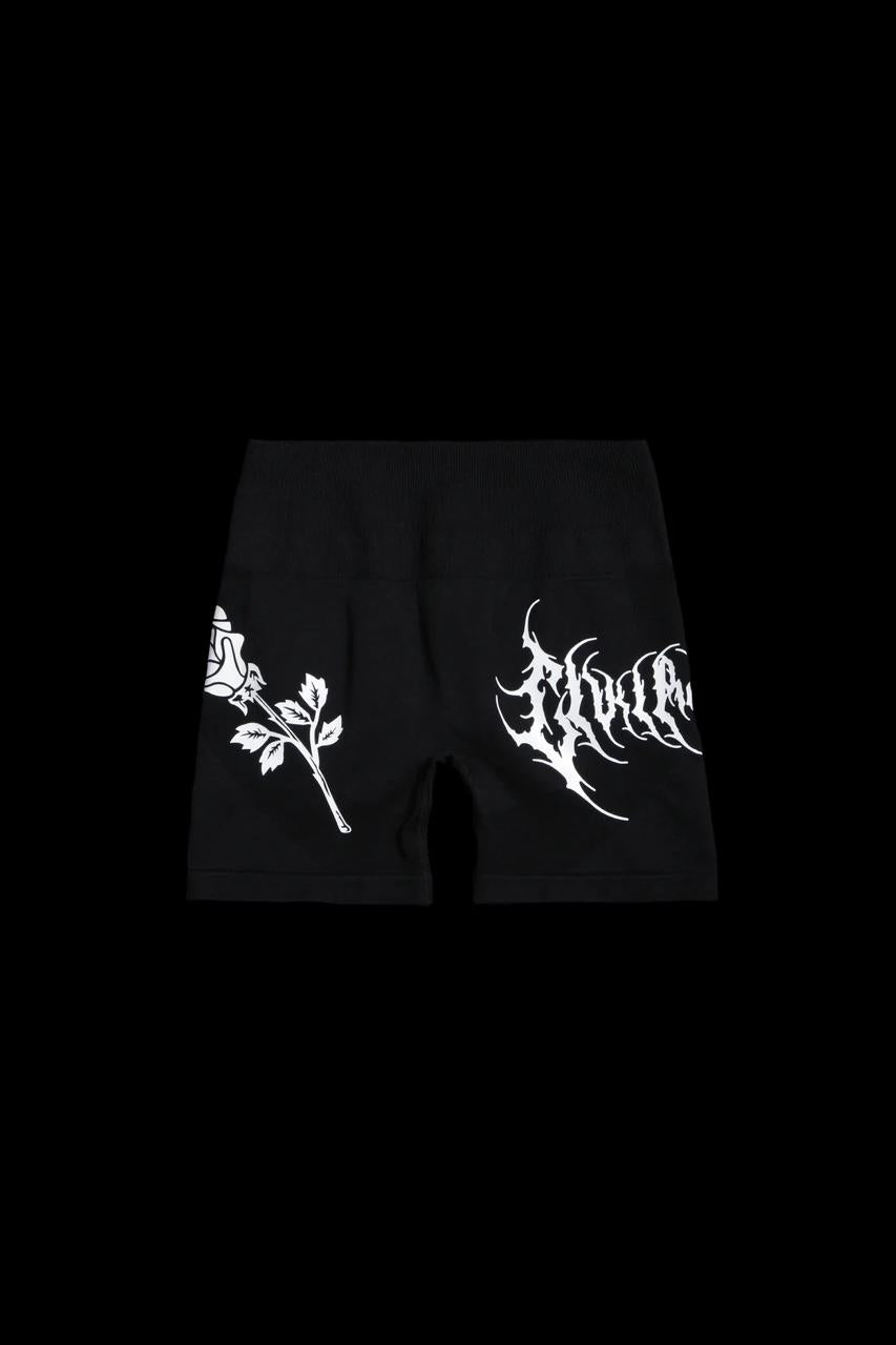 SIGILISM ROSES KELLY SEAMLESS SHORTS IN BLACK