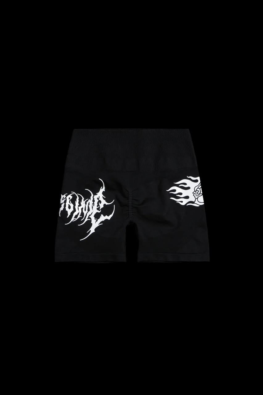 SIGILISM ROSES KELLY SEAMLESS SHORTS IN BLACK